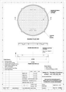 Round concrete manhole cover DN 600 B 125 KN with locking