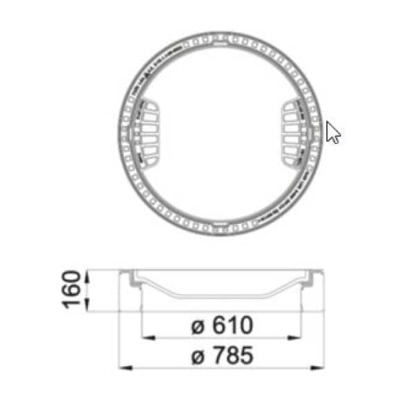 Poklop DN 600 D 400 KN BE-GU s odvetr. po boku pokl. – Obrázok 2