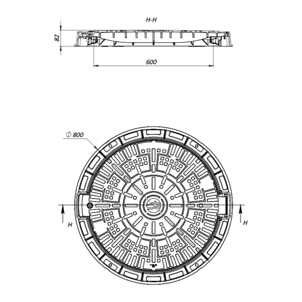 Plastový poklop DN 600 mm PP detail