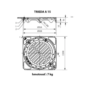 Liatinová mreža DN 315 A 15 detail