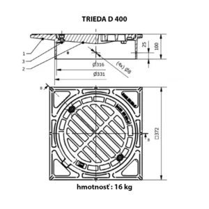 poklopy na šachtu DN 315 detail D 400