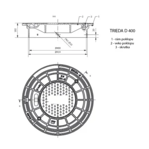 poklopy na šachtu DN 400 detail D 400 detail